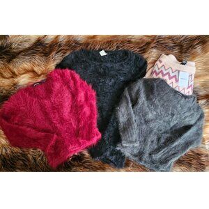 Express Forever 21 JCrew Fuzzy Furry Angora Ribbed Sweater Lot of 4